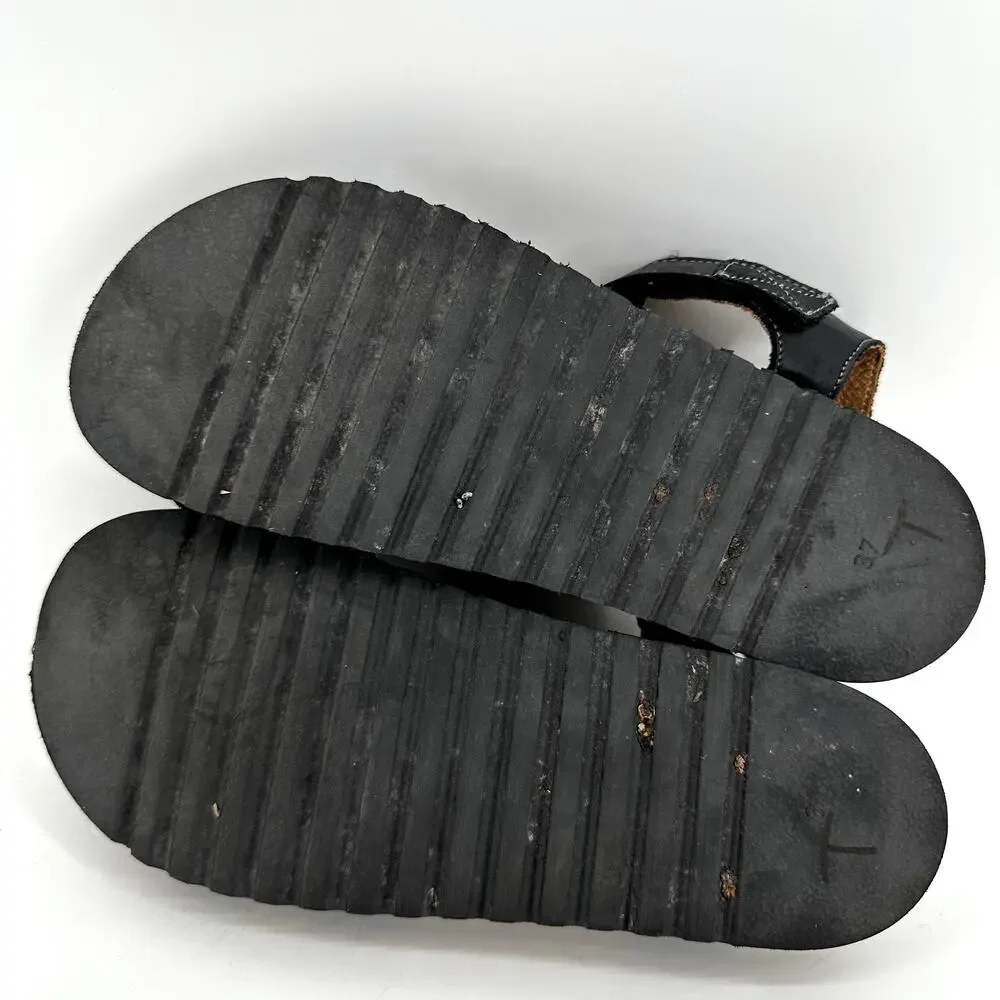 Taos Luvie Sandals Ankle Straps Leather Cork Adjustable Hook Loop Black 7 - Picture 7 of 7